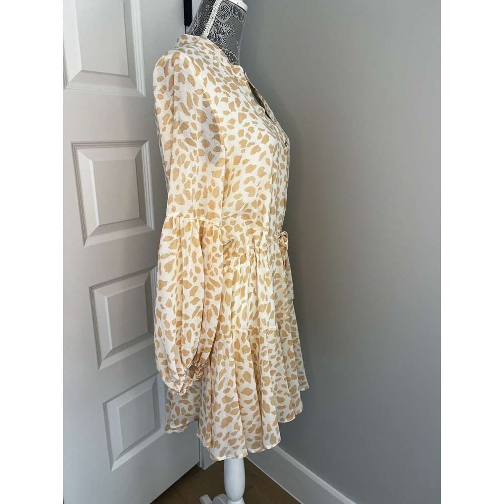 By Together Womens Light Animal Print Cinch Waist Tiered Dress NWT Retail $88 - Picture 5 of 7